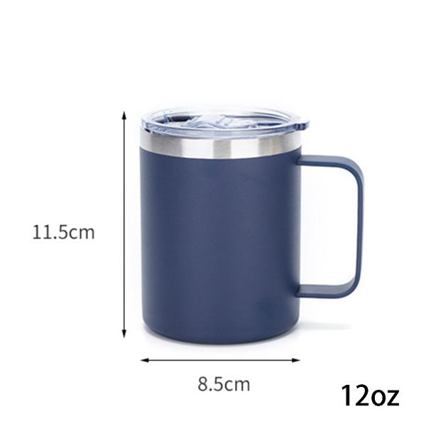 Eco-Friendly Custom 12 oz Coffee Mug Stainless Steel Cups with Sliding Lid and Straw