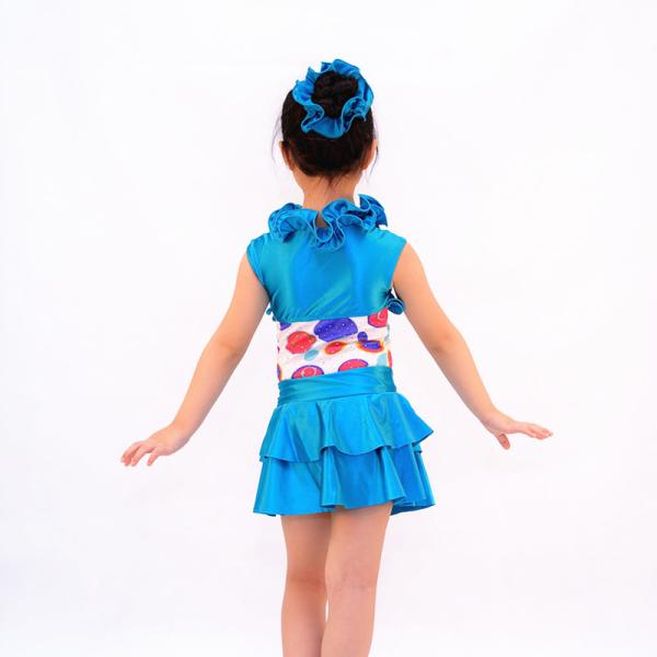 2 In 1 Jazz Tap Costumes Cercle Confetti Bodice Ruflle Halter Neck Leotard Tiered Skirt Outfit