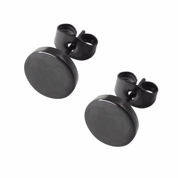 Hot Selling Classic Black Round cakes Stainless Steel Stud Earrings More size