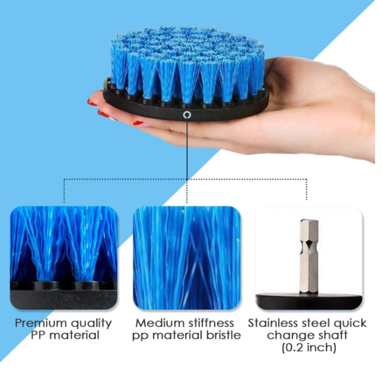 Drill Cleaning Brush Attachment Set, Drill Scrubber Brush Cleaning Brush kit for Bathroom car Grout