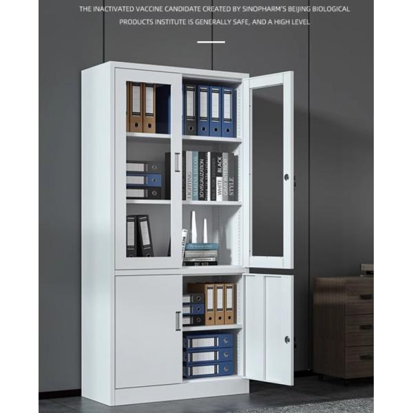 Modern Design 2-Door Glass Steel Cabinet with Adjustable Shelf Factory Metal Filing Cupboard for Home Office Storage Cabinet