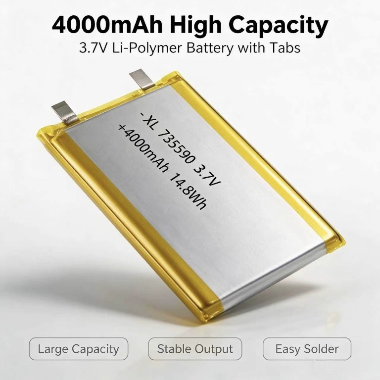 In Stock 735590 3.7V 4000mAh Li-Polymer Battery Large Capacity Double Tabs Power