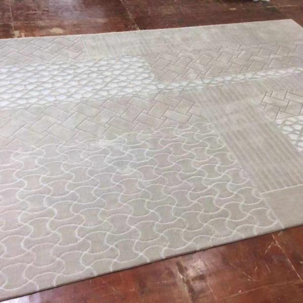 Handmade Turkish Silk Marine Carpet with Customized Trellis Pattern and Craftsmanship