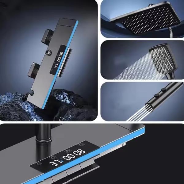 Bathroom Wash LED Digital Shower Mixer with Chrome Finish and Thermostatic System