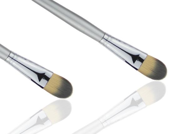 Silver Handle Synthetic Hair Stippling Makeup Brush For Powder Foundation