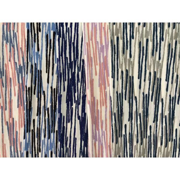 Floral Stripes Dyed Print Moss Poly Crepe Woven Fabric 60 Inch