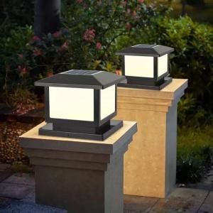 Square Solar Pillar Light Outdoor Waterproof Solar Fence Lights Black / Grey For