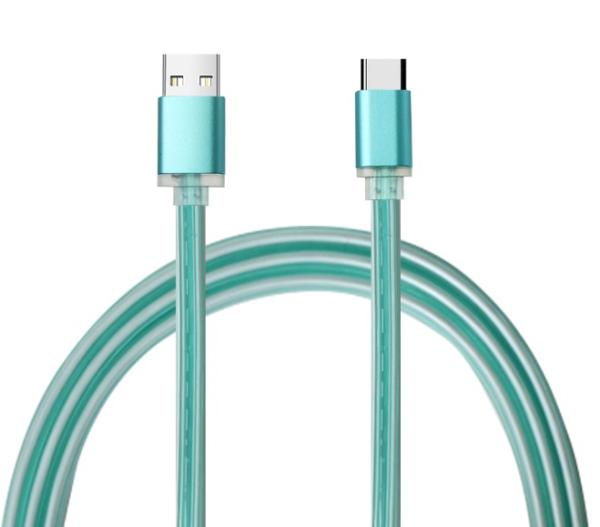 Stylish Blue USB Cable with Transparent Cable Body 1m Length