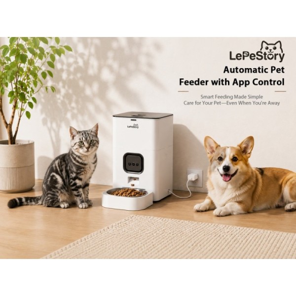 4L Smart Cat Feeder APP Programmable Timed Pet Feeder With Voice Recording
