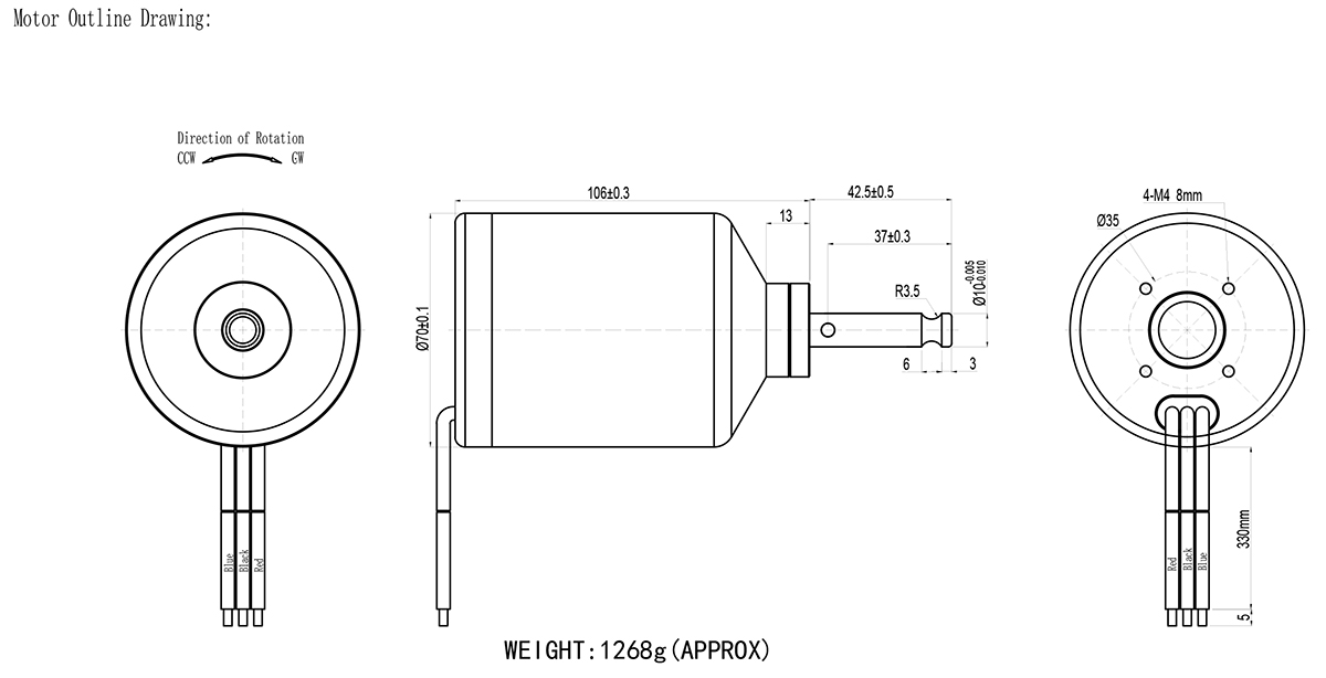 Factory & Customizable & Balanced  IP68 Underwater 70110 Brushless DC Drive Amphibious Fully Waterproof Motor 70KV/120KV 2000W