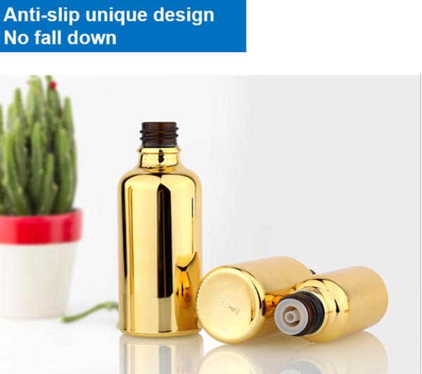 Electroplating Essential Oil Glass Dropper Bottle 50ml Amber Tincture Bottles