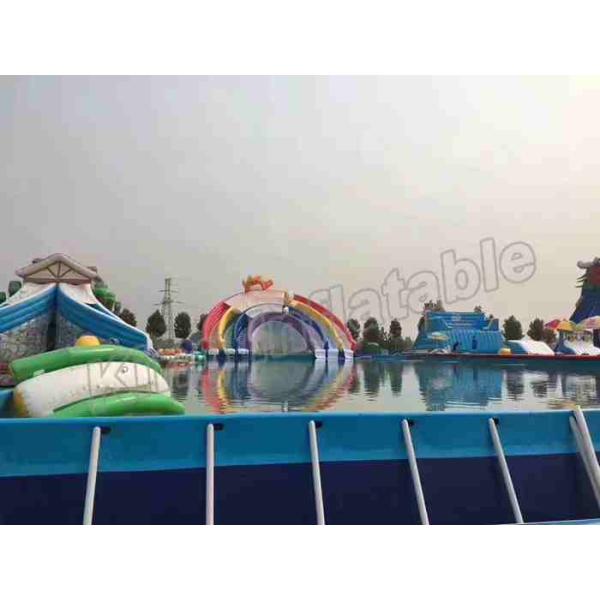 2 Years Warranty Animal Inflatable Water Parks With Frame Pool / Cartoon Slide