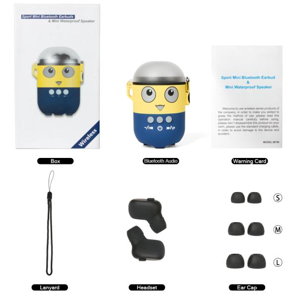 TWS BT5.0 Creative Wireless Earbuds Minions Cartoon Bluetooth Speaker With 1000mAh Power Bank