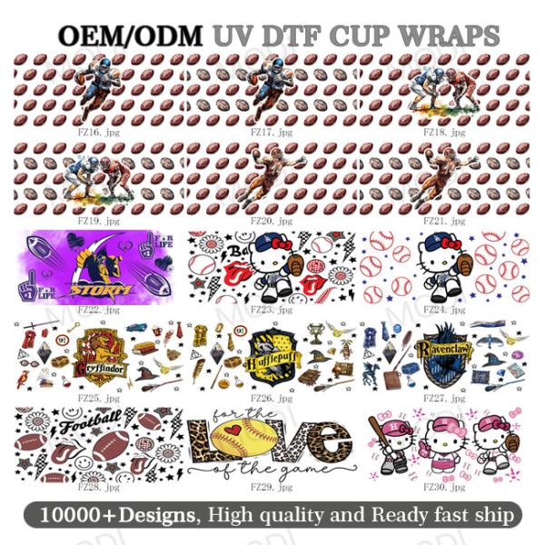 16oz Baseball Sports Theme UV DTF Transfer Glass Cup Stickers