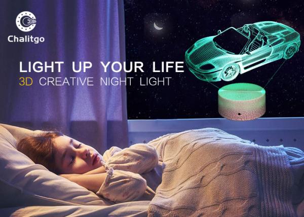 Car 3D LED Illusion Lamps 7 Colors Boys Bedrooms 3 AA Battery With Timer