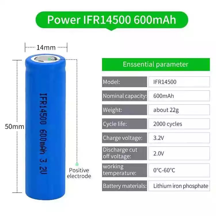 14500 перезаряжаемые батарея 3.2V 600mAh фосфорнокислого железа Li батареи лития Lifepo4