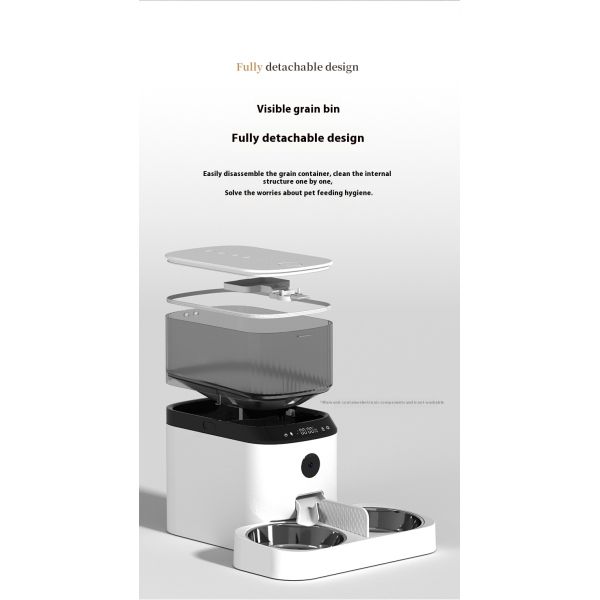 Modern 5L Automatic Pet Feeder Double Bowl Large Capacity Cat Dog Feeder Remote Video Timing Charging Solid Style Battery