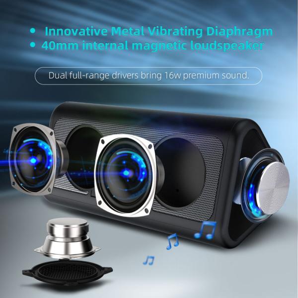 Fashion Trend Portable AUX 10W Dual Speaker Stereo Sound Wireless Rechargeable Bluetooth Speaker for Outdoor Playing Music