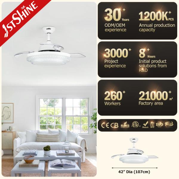 O fã de teto esperto invisível do quarto de 42 polegadas com CE da luz do diodo emissor de luz aprovou