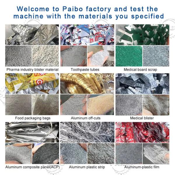 Aluminum Composite Panel Recycle Machine Scrap Medical Blister Separation Recycling Machine