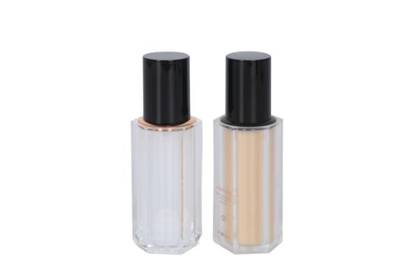 Garrafa cosmética poligonal brilhante luxuosa alta 30ml acrílico da bomba