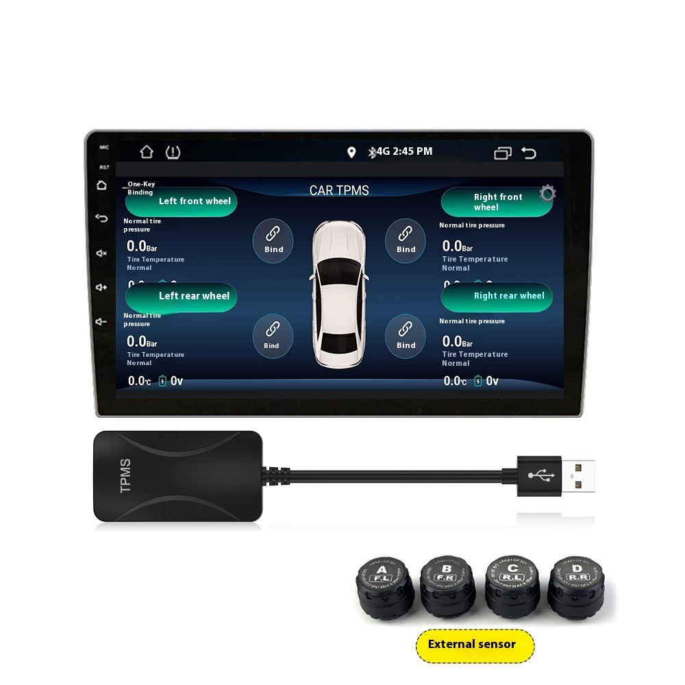 High Precision 315MHz USB Wireless Tire Pressure Monitoring System LED Display for Android Navigation Built-in Universal TPMS