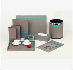 hotel leather sets blue / white pu compedium folder  for 5-star hotel guest supply