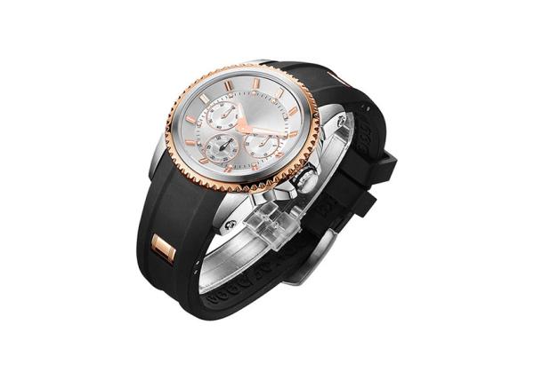 SS Sports Chronograph Watches , High Precision Quartz Watch Silicone Strap