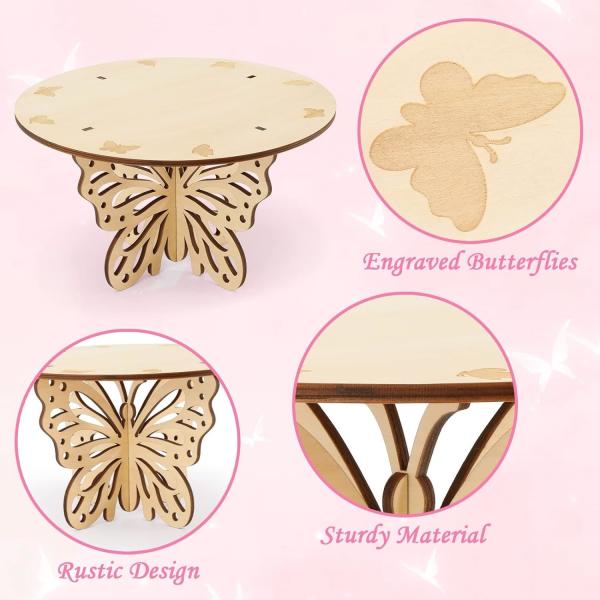 Butterfly Wood Cake Stand Wedding Baby Shower Birthday Rustic Table Centerpiece Party Decorations