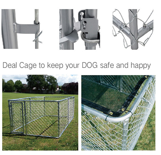 4x2.3x1.82M Thick Hot Galvanized Fence Big Dog Kennel/Metal Run/Pet house/Outdoor Exercise Cage