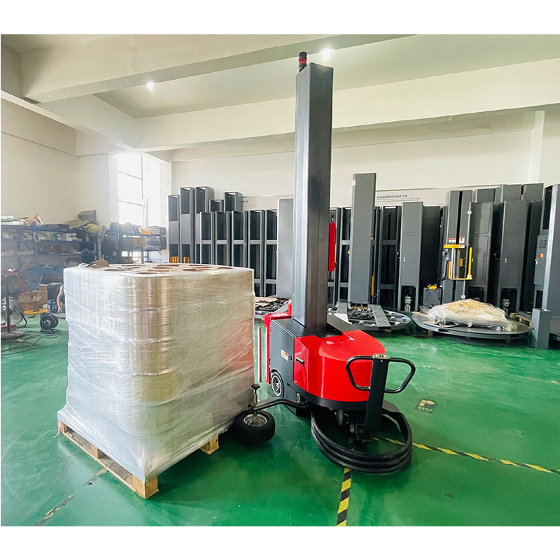 Electric PLC-controlled Auto-induction Self-propelled Intelligent Mobile Stretch Film Pallet Wrapping Machine for Food Beverage