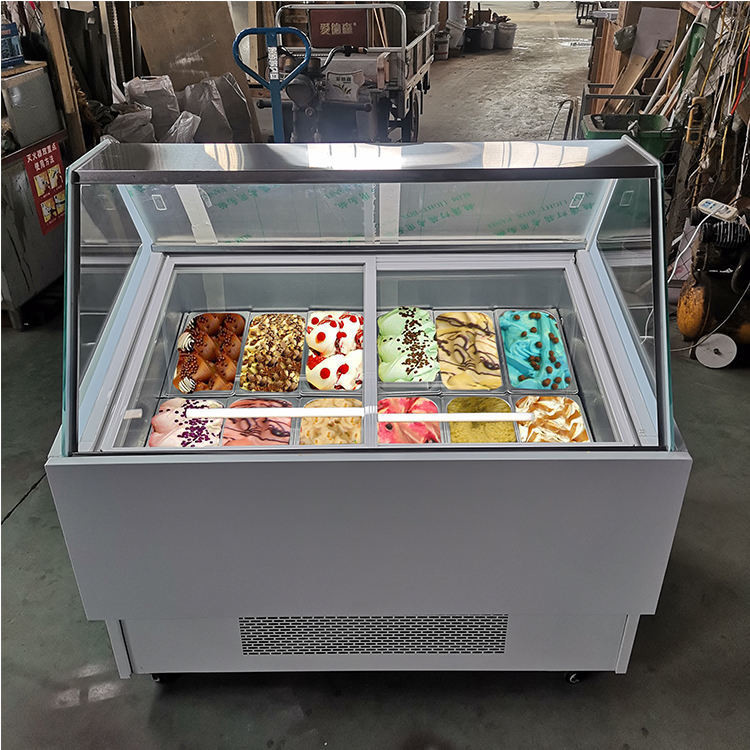 Refrigeration Equipment Gelato Ice Cream Fridge Commercial Chest Ice Cream Display Showcase Refrigerator Freezer