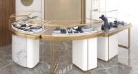 Armoire de marbre incurvée luxueuse de bijoux avec les serrures électroniques pour l'exposition de bijoux