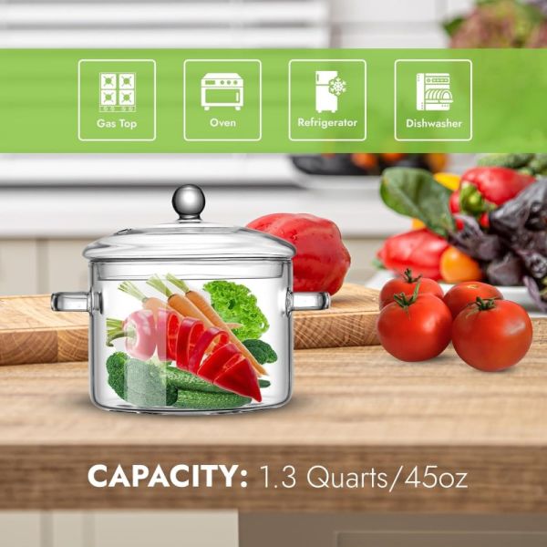 Modern Heat Resistance Glass Cooking Pot Multi Functional Tableware Soup Set