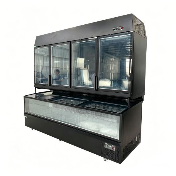 Commercial Island Display Cabinet Top Refrigeration Bottom Freezing For Supermarkets
