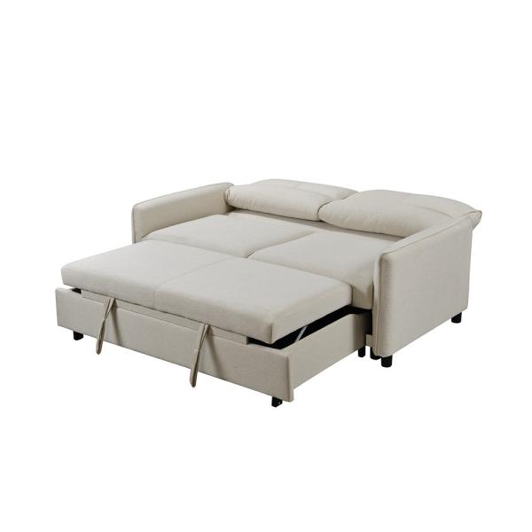 Nordic Top grade Indoor-Decoration new easy to clean linen fabric 3seater with fold out king size Upholstered sofa