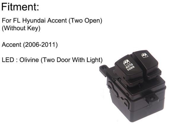 Auto Power window switch Front Left without key  for Hyundai Accent two door with  light 2006-2011 OE 93570-4V000 YDA