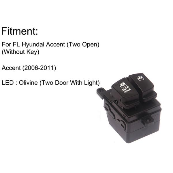 Auto Power window switch Front Left without key  for Hyundai Accent two door with  light 2006-2011 OE 93570-4V000 YDA