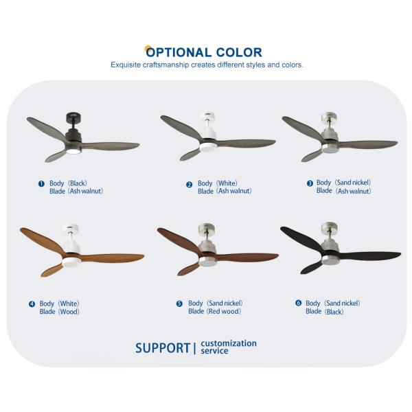 ceiling fan Ventiladores de tecto LED de lâmina de madeira 3 simples decorativos com controle remoto