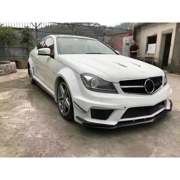 Pour Mercedes W204 C63 Body Kit W204 Série noire améliorée Style avant et arrière pare-chocs Hood Widebody Kit
