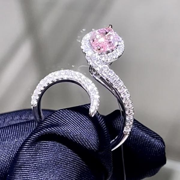 18k Marquesa forma de diseño de lujo mujer anillo rosa laboratorio crecido anillo de diamante para la fiesta / banquete