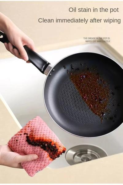 Stainless Steel Microfiber Dish Cloth 25x25cm Non-Stick Oil