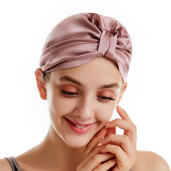 pink 100% Pure Silk Hair Bonnet , 43cm Mulberry Silk Head Cover