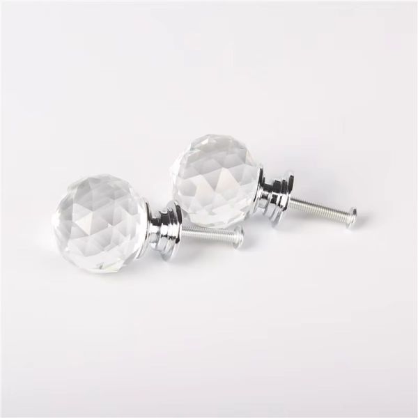 Hardware Accessories Zinc Alloy Wardrobe Knob Pull Kitchen Cabinet Drawer Sphere Ball 20mm Crystal Furniture Handle