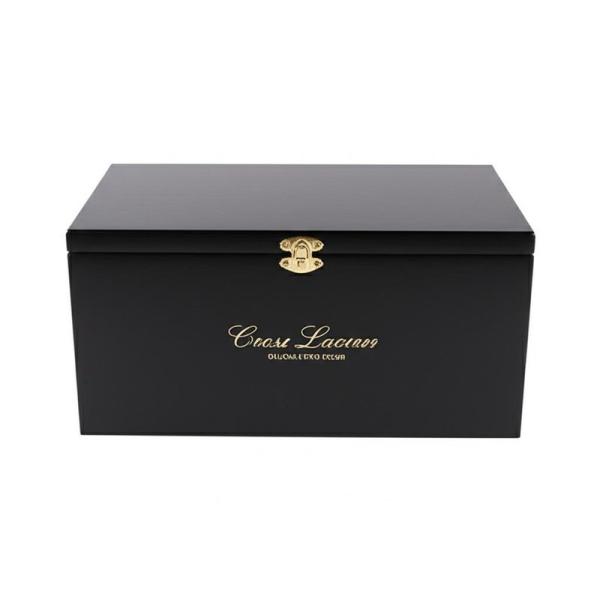 Customizable Black Wooden Wine Gift Box With Glossy Lacquer Finish