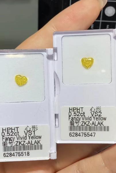 HPHT Lab Grown Yellow Diamonds Heart Shape Fancy Vivid Yellow IGI Earing Stud Necklace