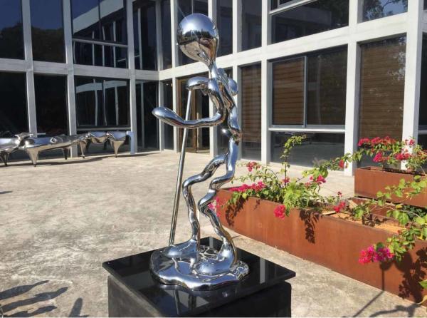 Figura de aço inoxidável espelho do metal da escultura lustrado para a decoração home