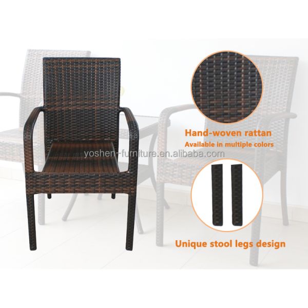 Waterproof Rattan Stackable Outdoor Dining Chairs for Parks Restaurants Hotels