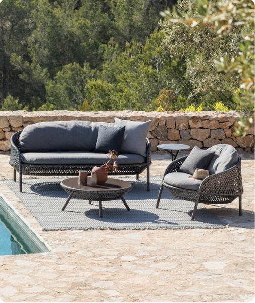 Outdoor Light Luxury PE Rattan Sofa Table Set Patio Waterproof Aluminum Furniture