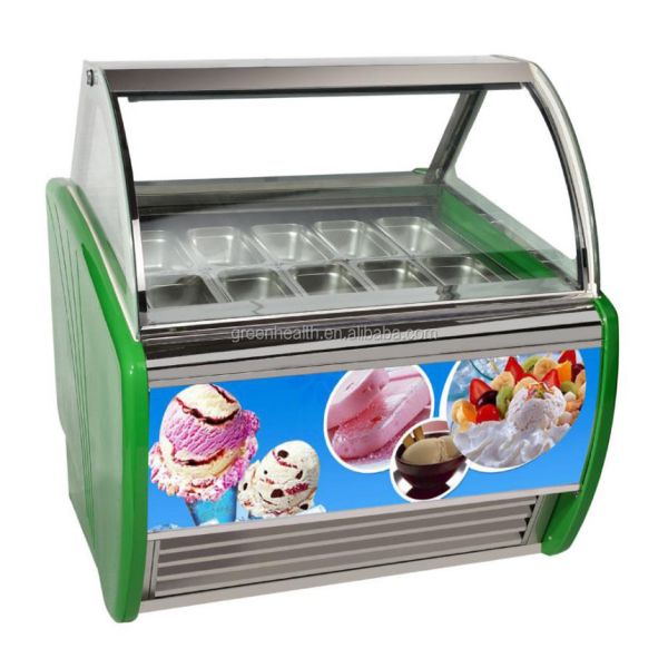 Commercial Stainless Steel Multi-Pan Gelato Display Freezer with Adjustable Thermostat and Danfoss Compressor